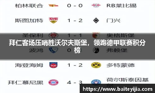 拜仁客场压哨胜沃尔夫斯堡，领跑德甲联赛积分榜