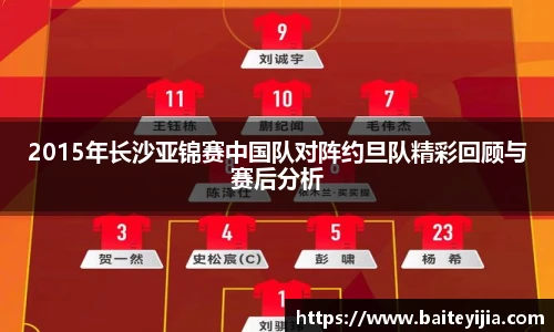 2015年长沙亚锦赛中国队对阵约旦队精彩回顾与赛后分析