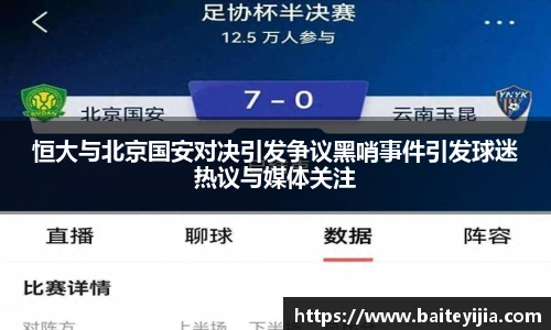 恒大与北京国安对决引发争议黑哨事件引发球迷热议与媒体关注